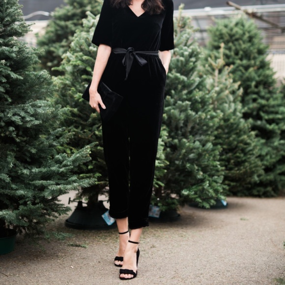 ann taylor velvet jumpsuit